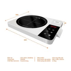 Bếp điện cảm ứng Nanoco 2000W mặt kính Crystal đa chức năng điều khiển cảm ứng LED NICK667