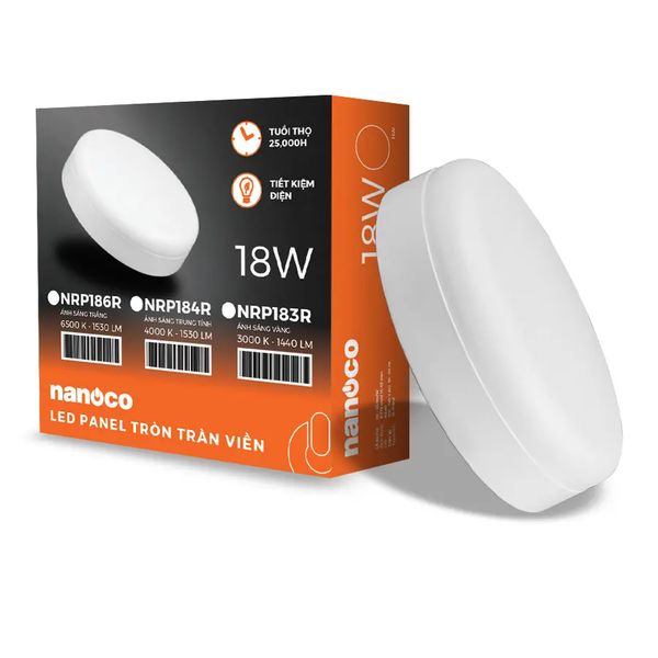 Đèn LED Panel ốp trần nổi tròn Nanoco công suất 12W/18W/24W ánh sáng 3000K/4000K/6500K model NRP***R
