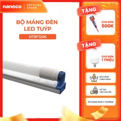 Bộ máng đèn LED tuýp T8 thủy tinh 10W/20W Nanoco ánh sáng vàng/trắng