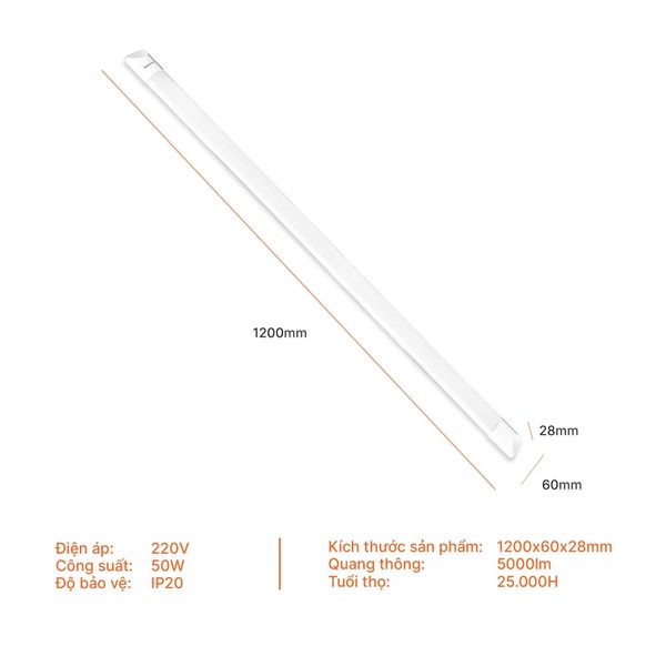Đèn LED Bán Nguyệt Nanoco 50W ECO Series 1m2 Chiếu sáng hành lang, nhà xe, nhà kho