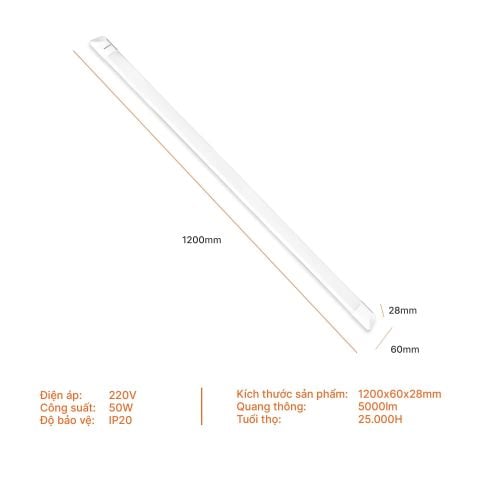 Đèn LED Bán Nguyệt Nanoco 50W ECO Series 1m2 Chiếu sáng hành lang, nhà xe, nhà kho