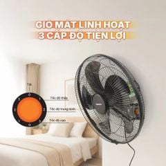 Quạt Treo Tường Công Nghiệp Nanoco Bạc Đạn Màu Đen NWF1870K/NWF1670K 3 Chế Độ Gió