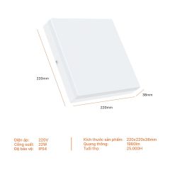 Đèn LED Nanoco Panel Ốp Trần Nổi Vuông 22W Nancy Series Nanoco