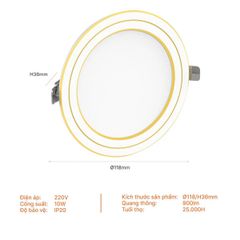 Đèn LED âm trần Nanoco ECO Metal Series 10W Ø90 | Viền Trắng/Vàng/Bạc | Ánh sáng 3000K/4000K/6500K/Đổi màu