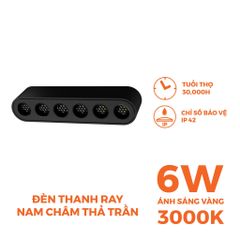 Đèn chiếu điểm lưới nam châm màu đen Nanoco công suất 6W/12W, ánh sáng 3000K/4000K