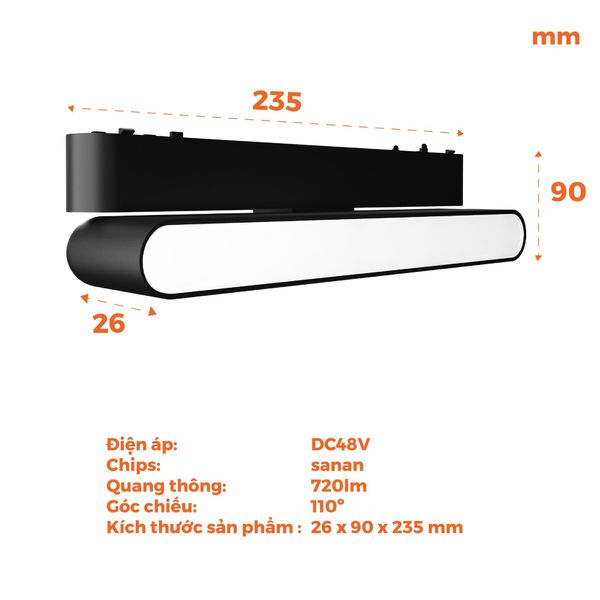 Đèn pha gập nam châm màu đen Nanoco công suất 6W/12W, ánh sáng 3000K/4000K