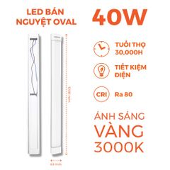 Đèn LED bán nguyệt Oval 0.6m/1.2m 20W/40W/ 60W Nanoco 3 chế độ màu