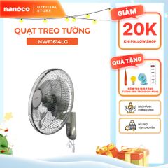 Quạt treo tường 2 dây Nanoco model NWF1614GR( 3 chế độ gió, bạc đạn, công suất 47W )