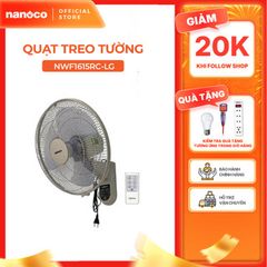 Quạt treo tường Nanoco model NWF1615RC-GR màu ghi (3 chế độ gió, công suất 47W)