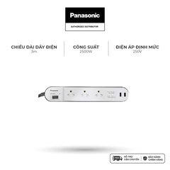 Ổ cắm Panasonic model WCHG243322W-VN (có dây - 3 ổ cắm - 2 USB)