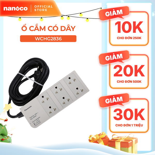 Ổ cắm Panasonic model WCHG2836 (có dây - 6 ổ cắm 3 chấu)