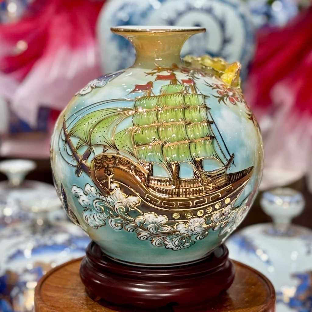  Bình Hút Lộc Vẽ Vàng Đắp Nổi Cao Cấp LHCECN-9206 