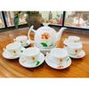  [Ấm chén in logo] Bộ ấm trà in hoa sen dáng bưởi cành LHCEVN-9222 