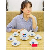  [Ấm chén in Logo] Bộ Ấm Trà in logo VTV dáng Minh Long LHCEVN-9225 