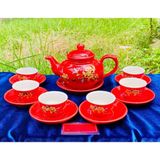  [Ấm chén in Logo] Bộ Ấm Trà In nổi hoa mai LHCEVN-9232 