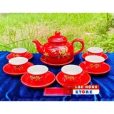  [Ấm chén in Logo] Bộ Ấm Trà In nổi hoa mai LHCEVN-9232 