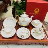  [Ấm chén in logo] Bộ Ấm Trà In Tên Cố TBT Nguyễn Phú Trọng dáng đài các LHCEVN-9239 