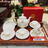  [Ấm chén in logo] Bộ Ấm Trà In Tên Cố TBT Nguyễn Phú Trọng dáng đài các LHCEVN-9239 
