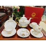  [Ấm chén in logo] Bộ Ấm Trà In Tên Cố TBT Nguyễn Phú Trọng dáng đài các LHCEVN-9239 