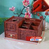  Hộp Đựng Bút Gỗ Hương Chữ Phúc LHWOVN-9205 