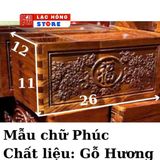  Hộp Đựng Bút Gỗ Hương Chữ Phúc 26cm LHWOVN-9206 