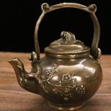  Ấm đồng hoa đào đón xuân đồng cũ sưu tầm LHMEVN-9130 