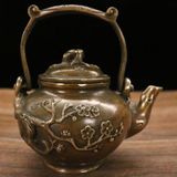  Ấm đồng hoa đào đón xuân đồng cũ sưu tầm LHMEVN-9130 