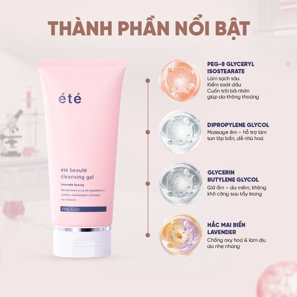 Gel Tẩy Trang Cấp Ẩm Chuyên Sâu Không Cần Nhũ Hóa Giúp Làm Sạch Sâu, Dịu Nhẹ Trên Da ETE BEAUTE Cleansing Gel (150g)
