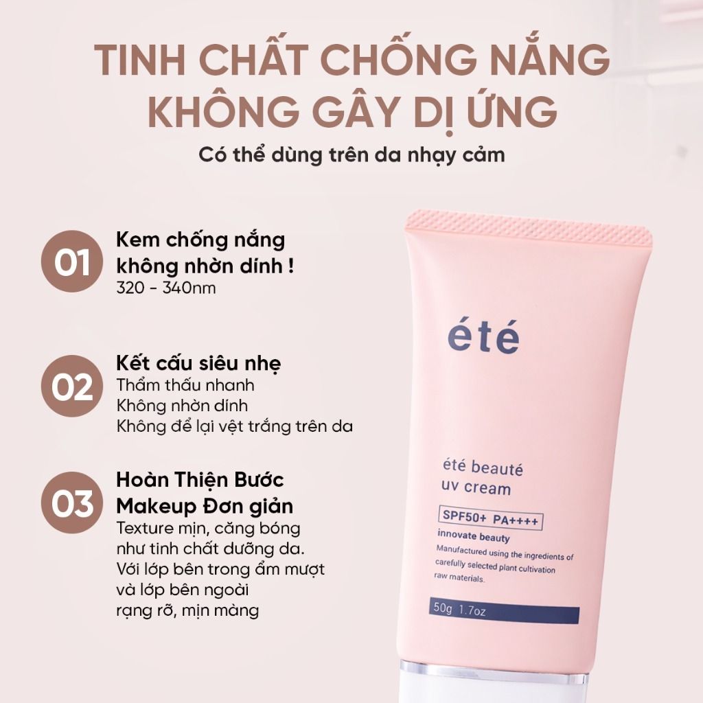 Kem Chống Nắng Phổ Rộng Été Beauté UV Cream SPF50+ PA++++ Nhật Bản, Chống Tia UV, Ánh Sáng Xanh, Chống Lão Hoá Cho Da