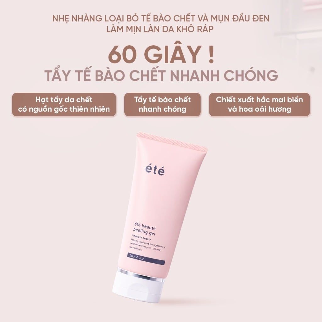 Gel Tẩy Da Chết Mặt Loại Bỏ Lớp Sừng & Bã Nhờn, Giúp Da Sáng Mịn, Đều Màu ÉTÉ Peeling Gel 120g