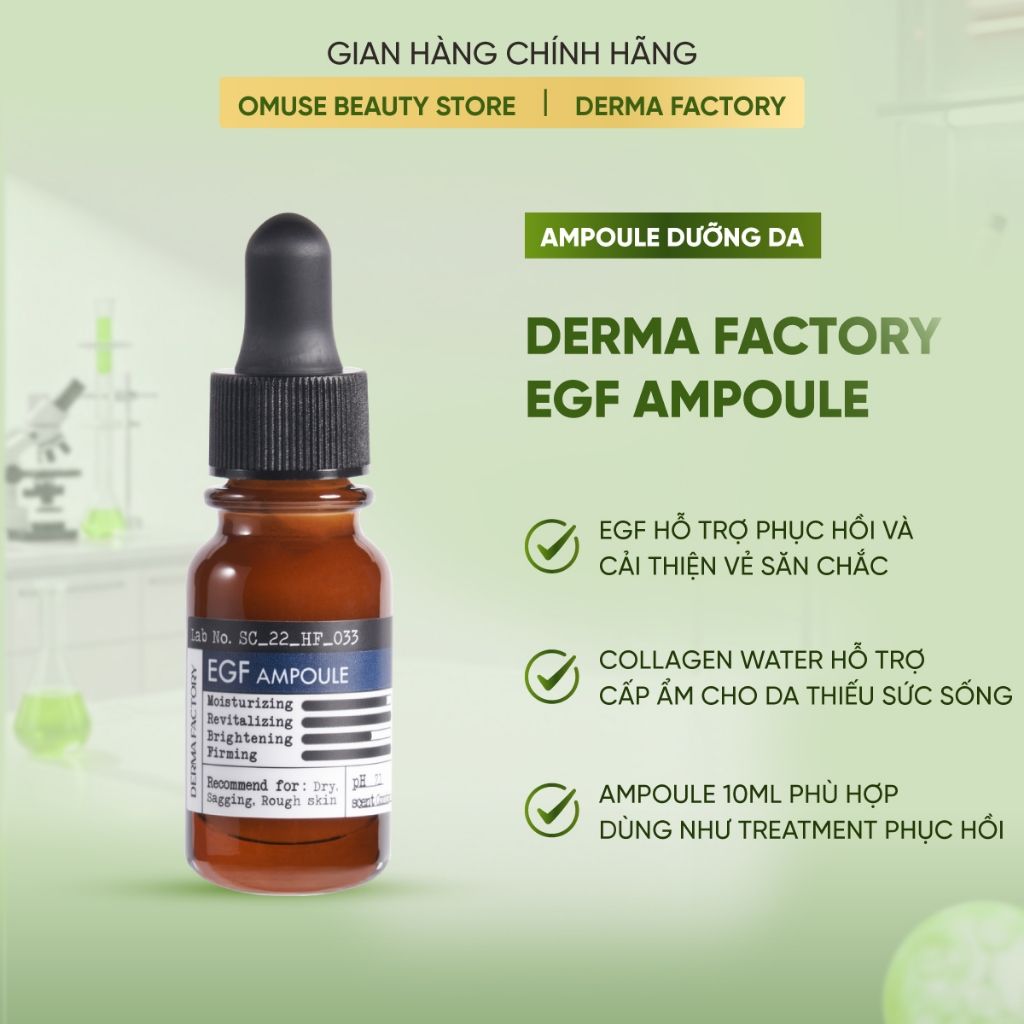Tinh Chất Serum Phục Hồi Và Chống Lão Hóa Derma Factory EGF Ampoule 10ml Hỗ Trợ Tăng Đàn Hồi, Làm Săn Chắc Da