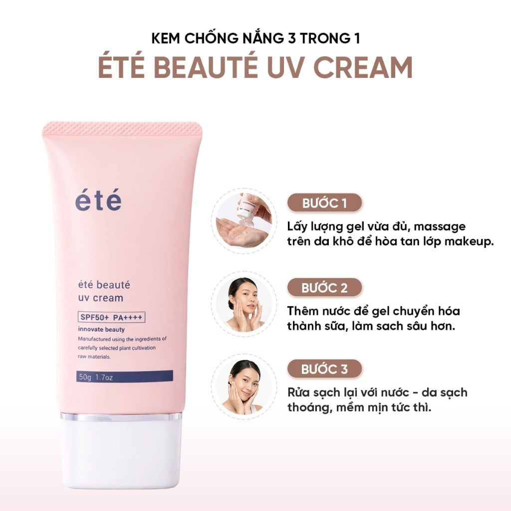 Kem Chống Nắng Phổ Rộng Été Beauté UV Cream SPF50+ PA++++ Nhật Bản, Chống Tia UV, Ánh Sáng Xanh, Chống Lão Hoá Cho Da