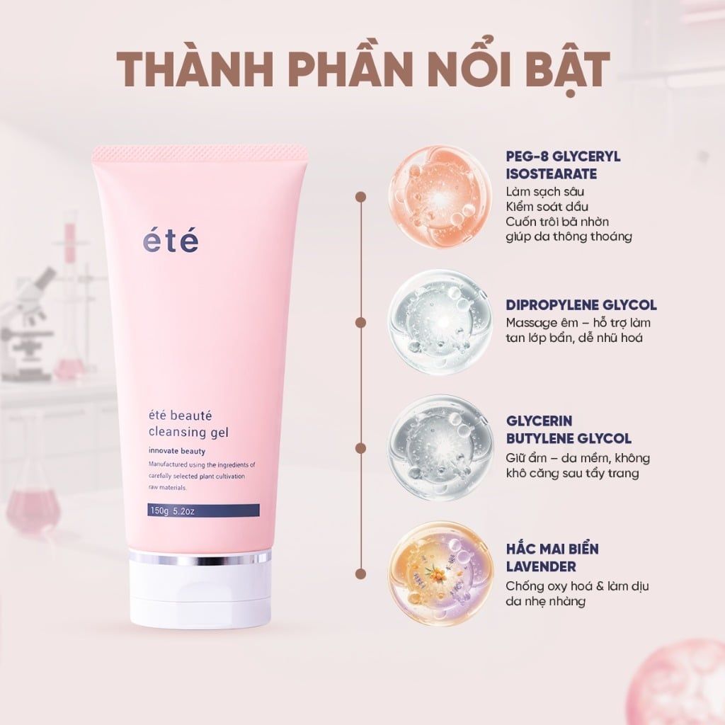 Gel Tẩy Trang Chuyên Sâu Không Cần Nhũ Hóa Giúp Làm Sạch Sâu, Dịu Nhẹ Cho Da ETE BEAUTE Cleansing Gel (150g)