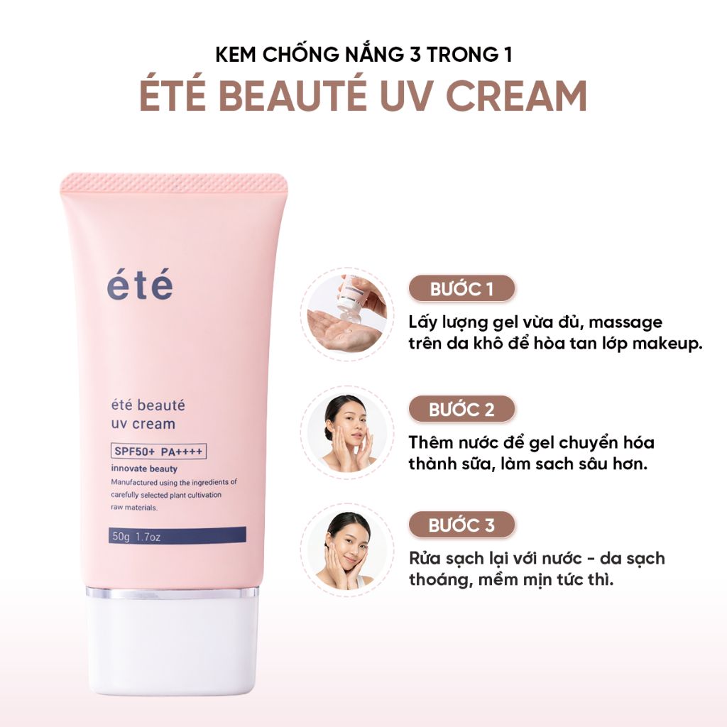Kem Chống Nắng Phổ Rộng Été Beauté UV Cream SPF50+ PA++++ Nhật Bản, Chống Tia UV, Ánh Sáng Xanh, Chống Lão Hoá