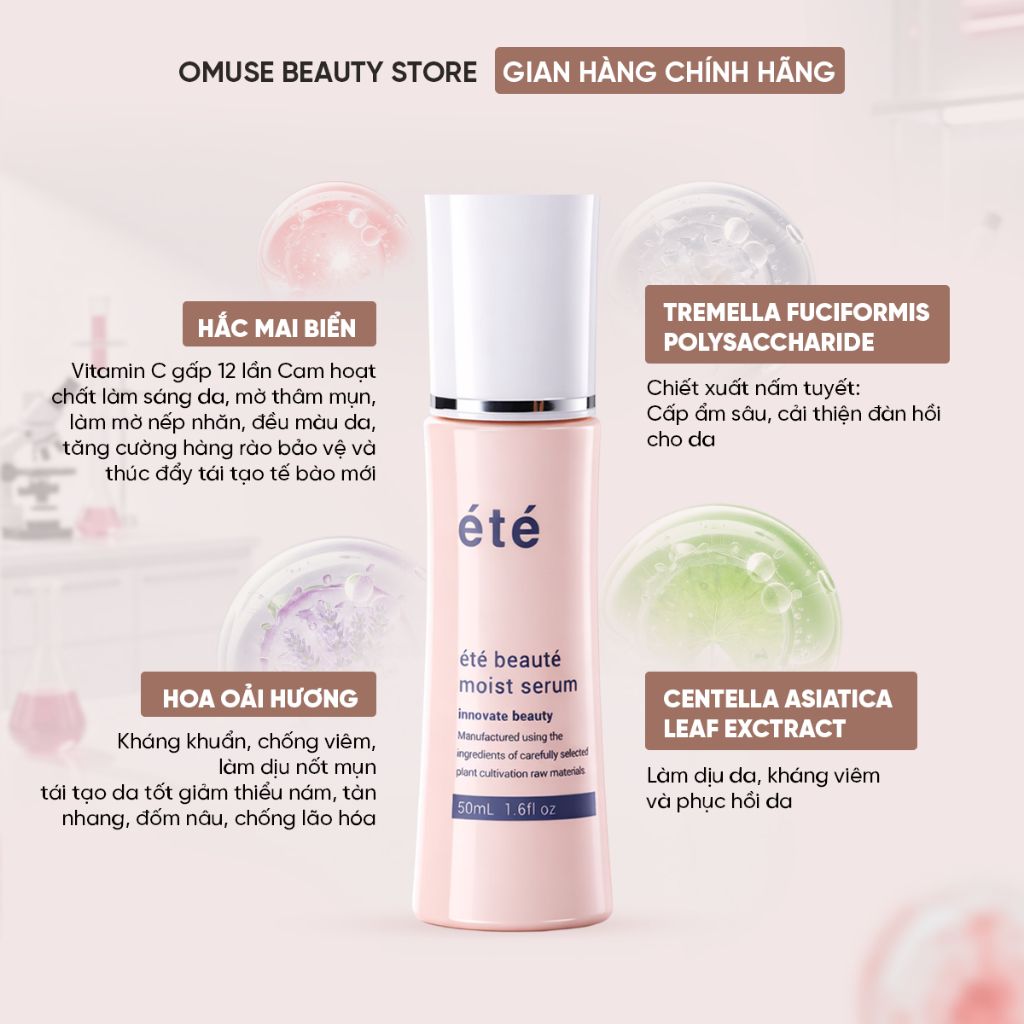 Tinh Chất Serum Làm Sáng Và Chống Lão Hoá Été Beauté Moist Serum 50ml Hỗ Trợ Trắng Da, Căng Bóng, Phục Hồi Da, Mờ Thâm