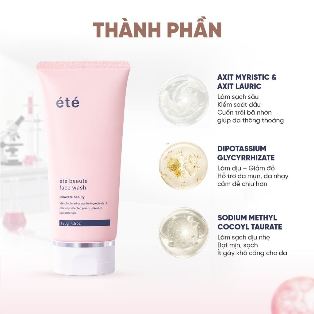Sữa Rửa Mặt Làm Sạch Sâu Été Beauté Face Wash Nhật Bản Sữa Rửa Mặt Mờ Thâm Sáng Khoẻ, Dưỡng Da Mềm Mịn 130g