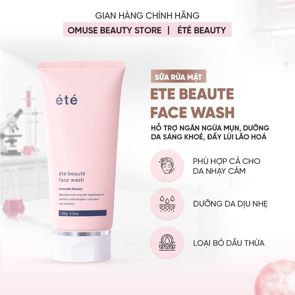 Sữa Rửa Mặt Làm Sạch Sâu Été Beauté Face Wash Nhật Bản Sữa Rửa Mặt Mờ Thâm Sáng Khoẻ, Dưỡng Da Mềm Mịn 130g