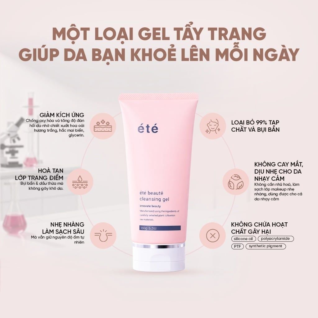 Gel Tẩy Trang Chuyên Sâu Không Cần Nhũ Hóa Giúp Làm Sạch Sâu, Dịu Nhẹ Cho Da ETE BEAUTE Cleansing Gel (150g)