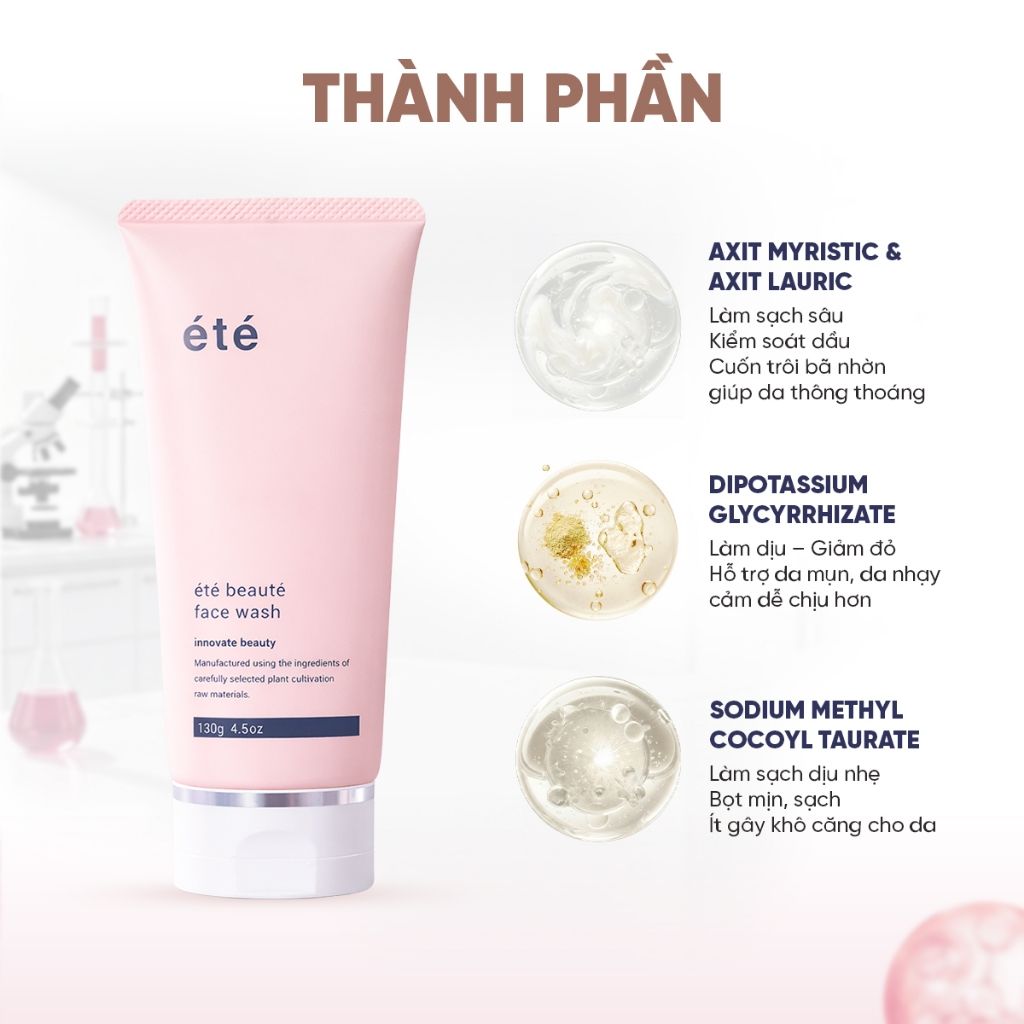 Sữa Rửa Mặt Làm Sạch Sâu Été Beauté Face Wash Nhật Bản Sữa Rửa Mặt Dưỡng Da Mềm Mịn, Mờ Thâm Sáng Khoẻ 130g