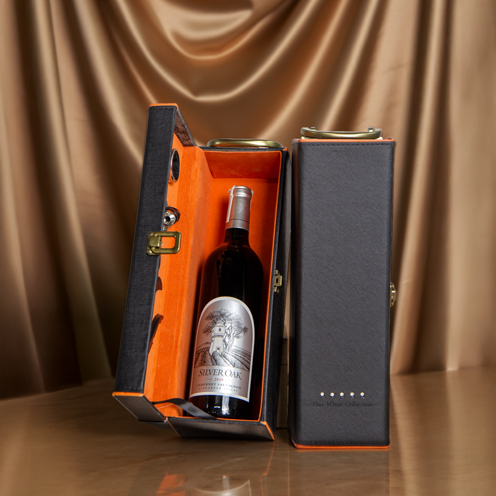  Hộp Da Đơn Đen Viền Cam 