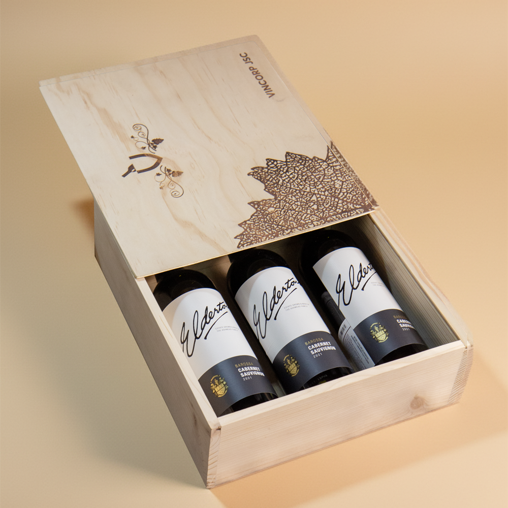  Hộp Gỗ Đựng 3 Chai Nắp Trượt 