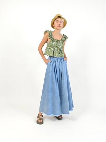 Chân váy jean dài