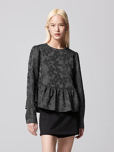 Áo Babydoll Dài Tay Họa Tiết Nổi