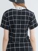 Áo Croptop Đen Sọc Trắng Cổ In Chữ