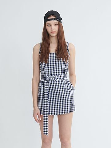 Jumpsuit caro đen trắng