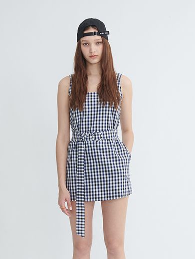 Jumpsuit caro đen trắng