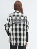 Sơ mi oversize tay dài caro in logo lưng