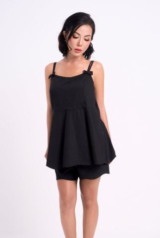 Áo Hai Dây Dáng Babydoll Màu Đen