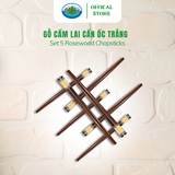  Bộ 5 Đôi Đũa Gỗ Cẩm Lai Cẩn Ốc Trắng Ohiama Rosewood Chopsticks 