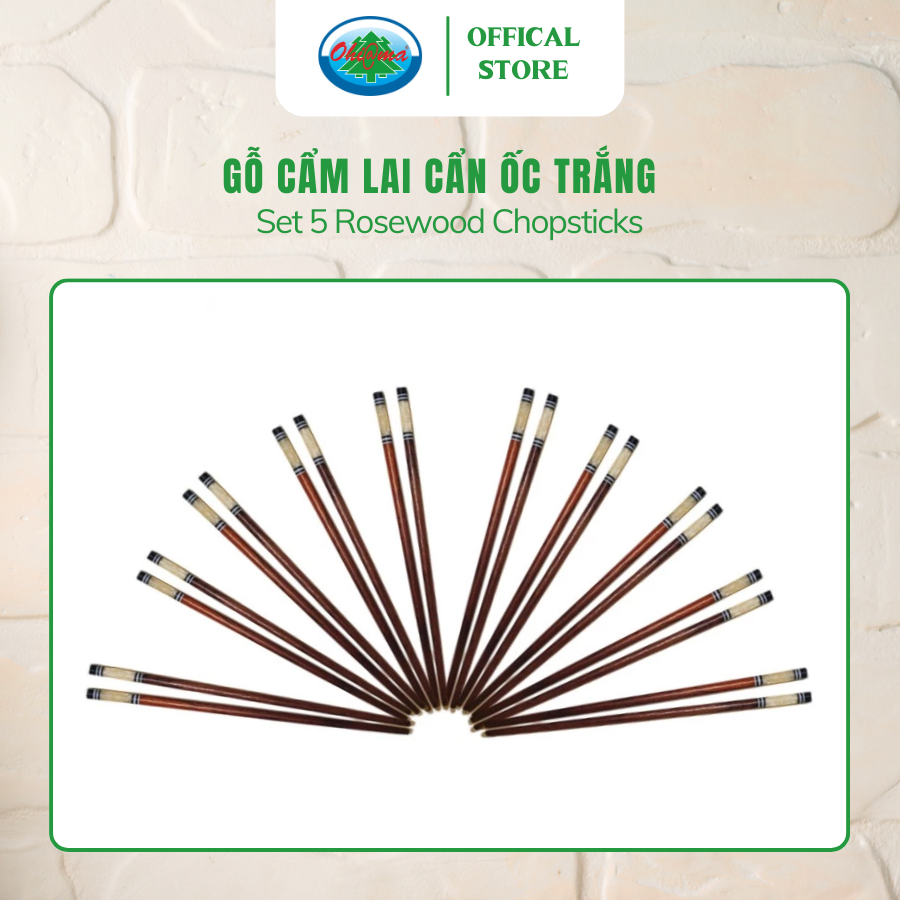  Bộ 5 Đôi Đũa Gỗ Cẩm Lai Cẩn Ốc Trắng Ohiama Rosewood Chopsticks 